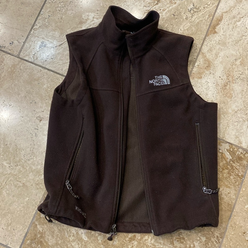 The North Face Windwall Sleeveless Full Zip Brown Fleece Vest Women Size Small